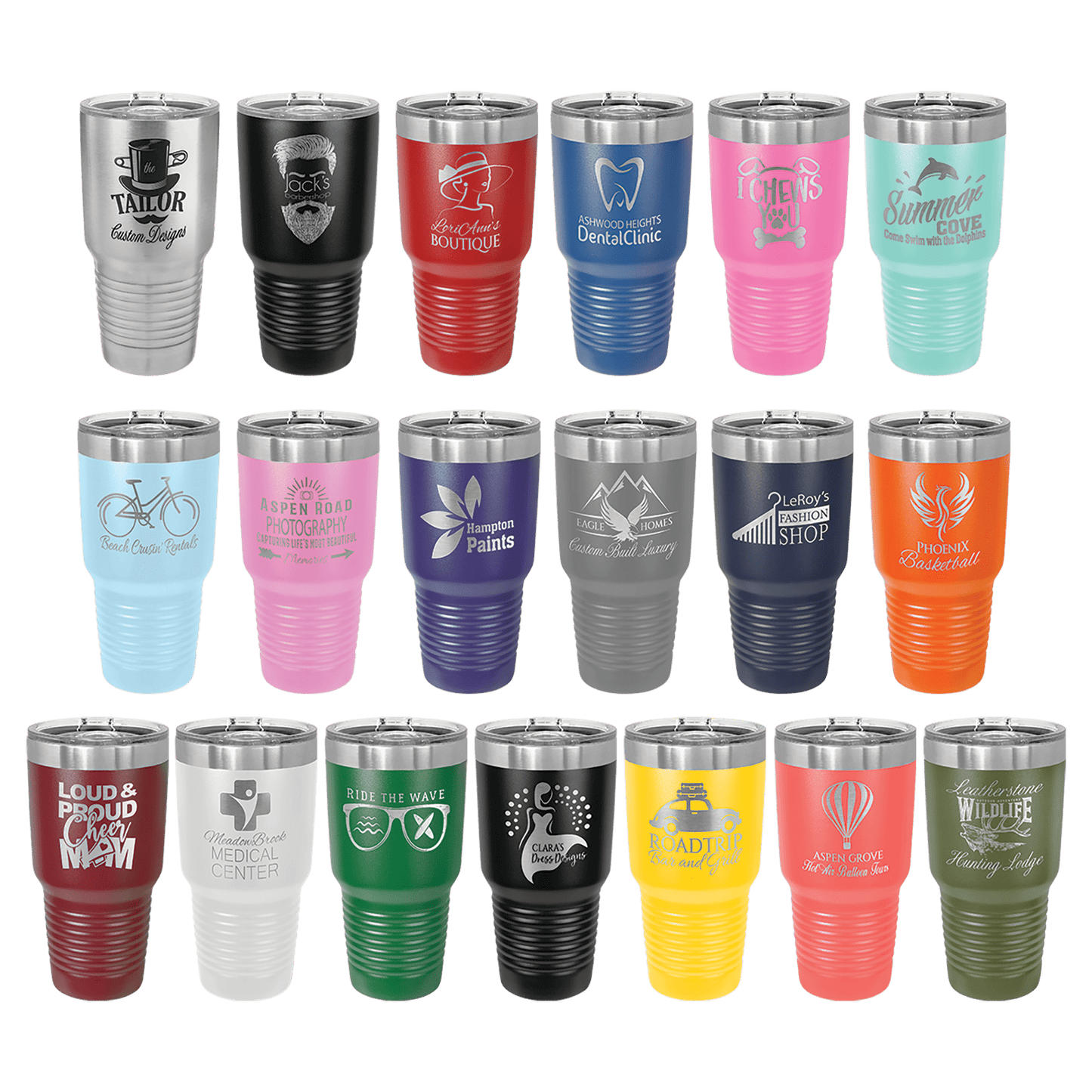 30 oz Tumbler with slider lid custom laser engraved