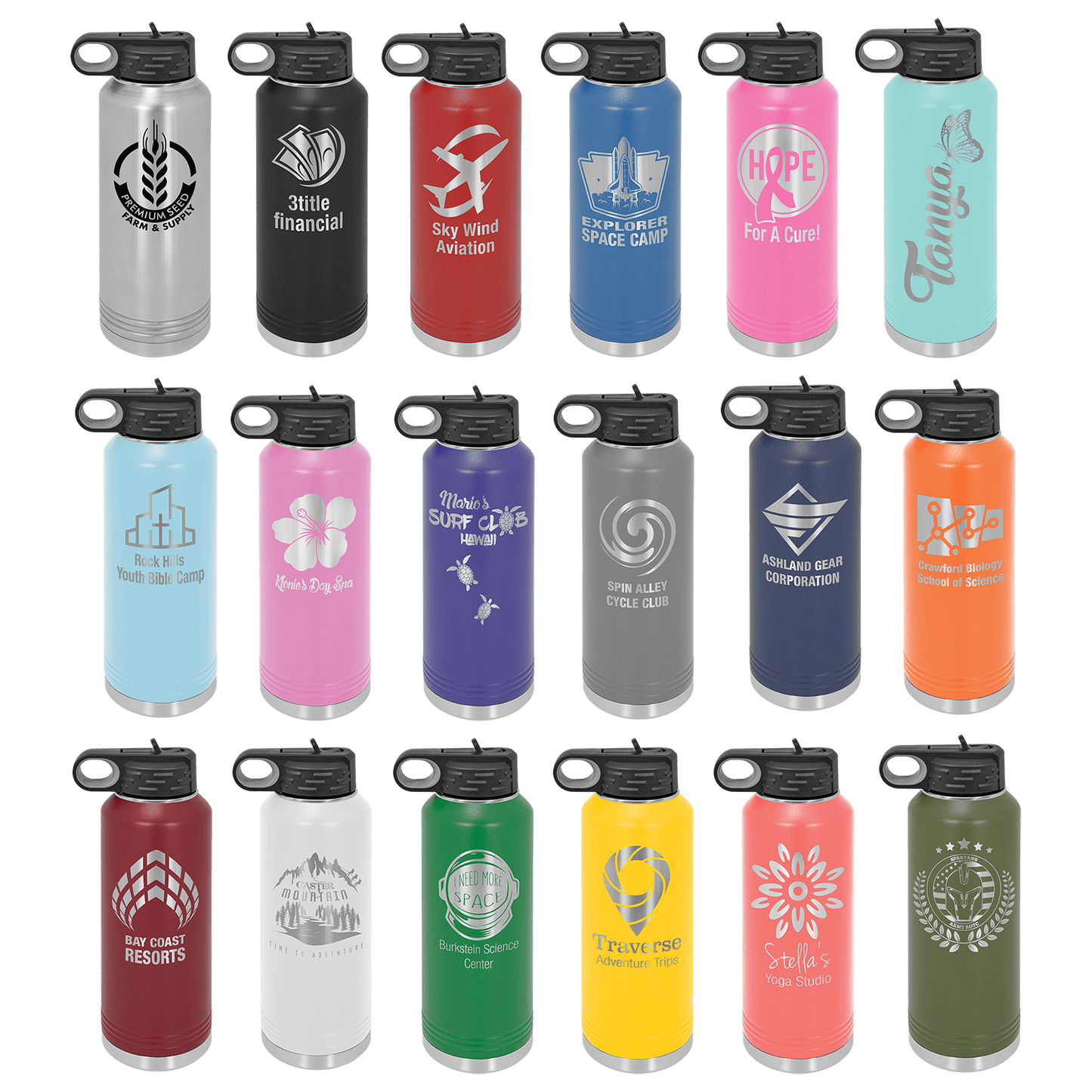 40 oz Water Bottle custom laser engraved