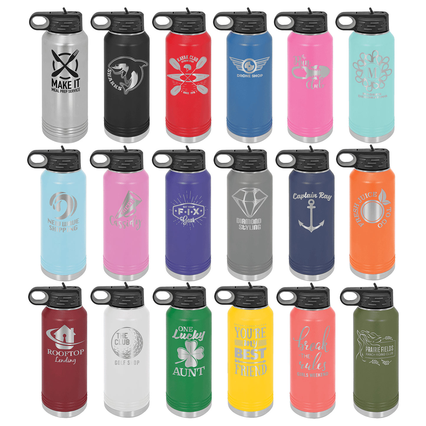32 oz Water Bottle custom laser engraved
