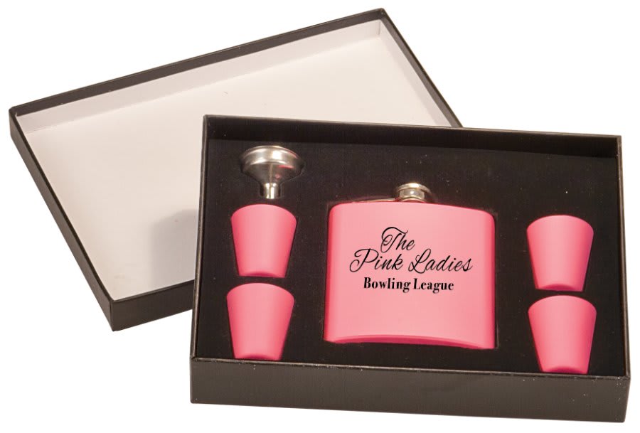 Flask set custom laser engraved