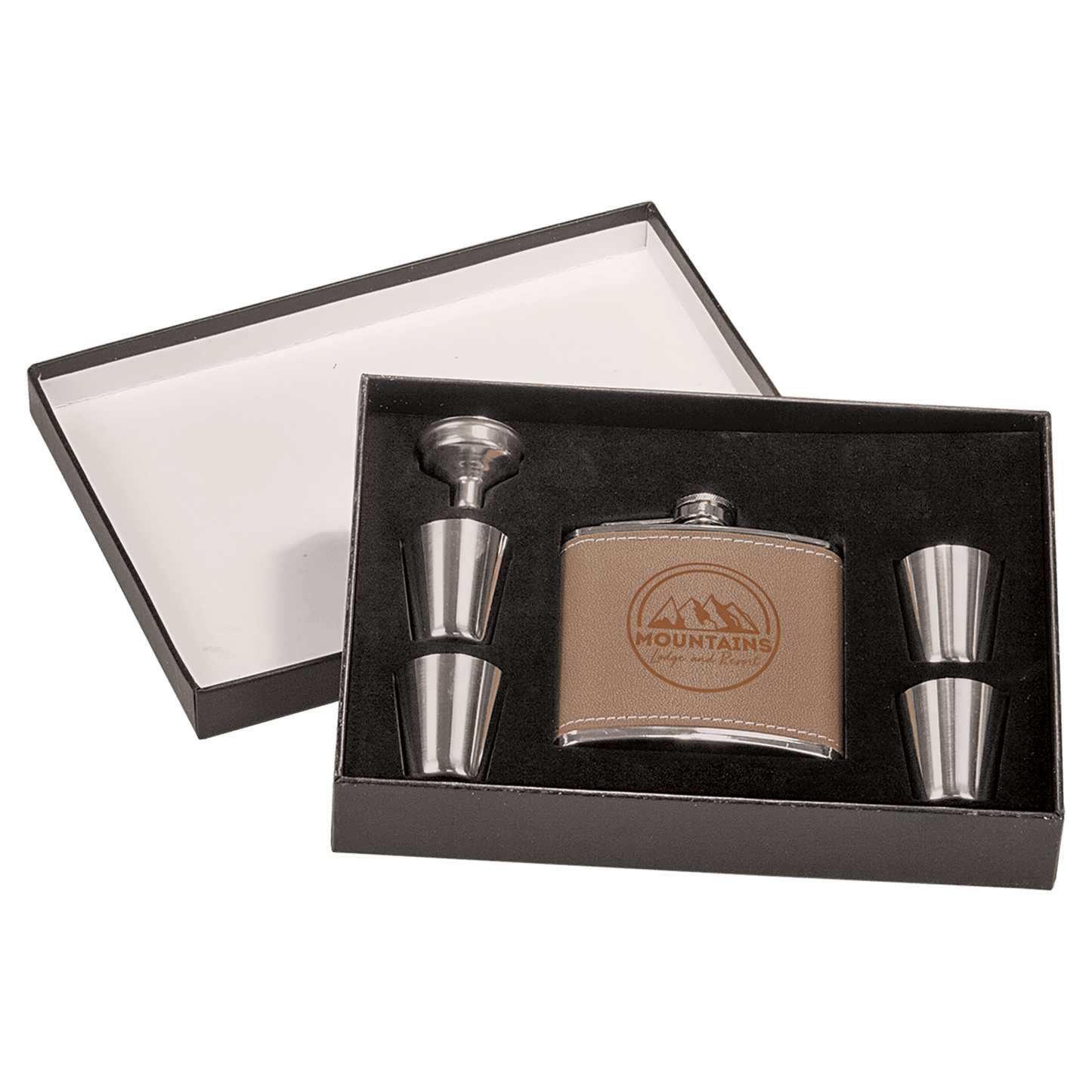 Flask set custom laser engraved