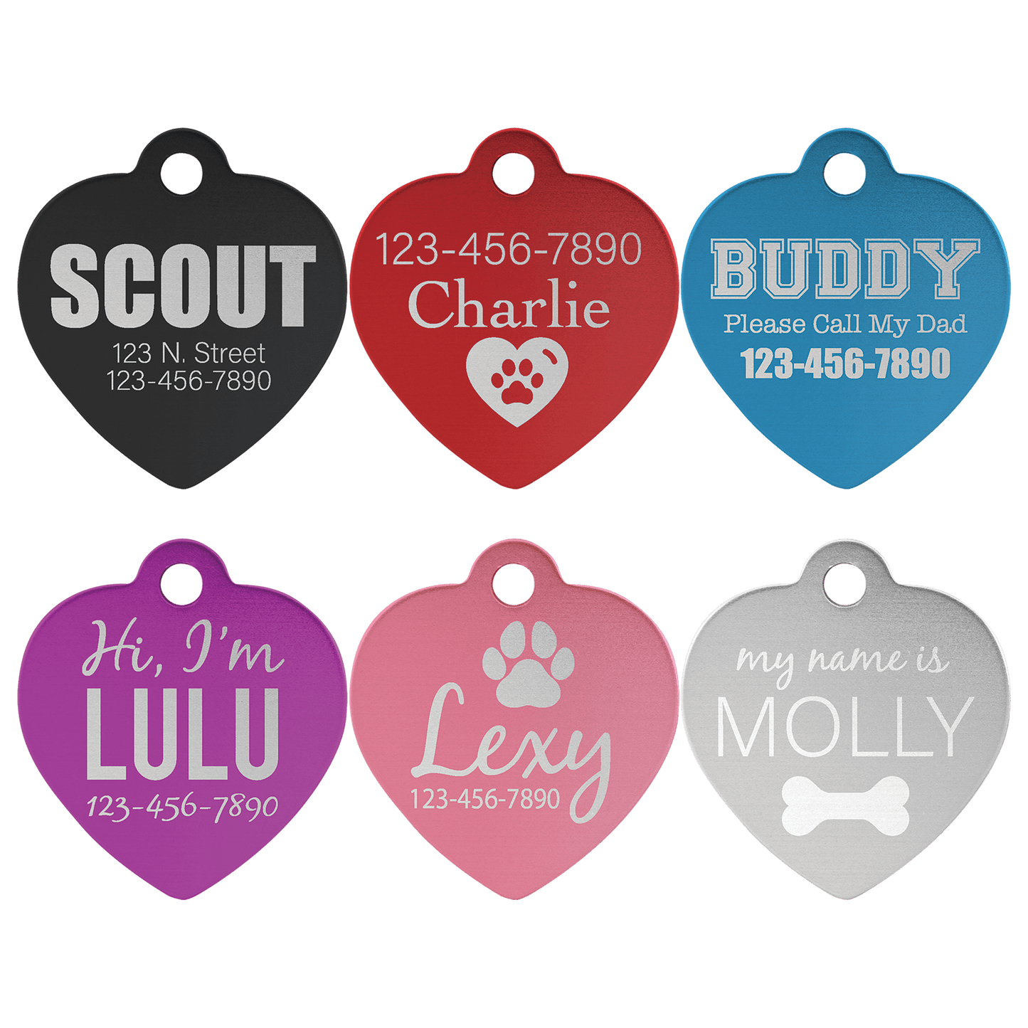 Heart shaped dog tag custom laser engraved
