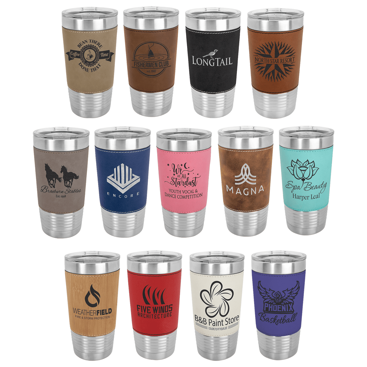 20 oz Leatherette Tumbler custom laser engraved