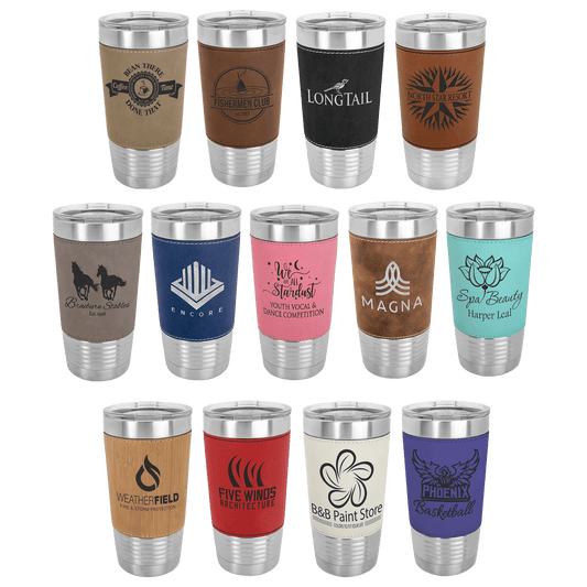20 oz Leatherette Tumbler custom laser engraved