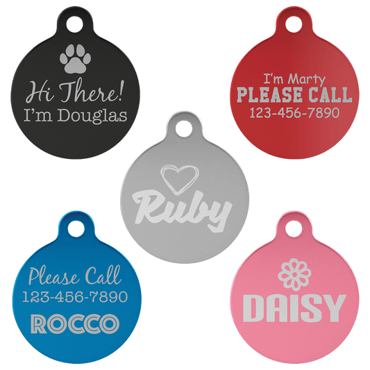 Round dog tag custom laser engraved