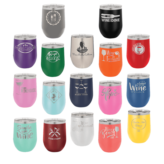 12 oz Stemless Wine tumbler custom laser engraved